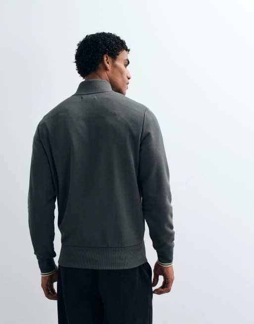 Fred Perry half zip sweatshirt in khaki, 4 of 5