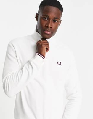 Fred Perry half zip sweatshirt in white