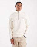 [Fred Perry] Fred Perry half zip sweatshirt in white S WHITE