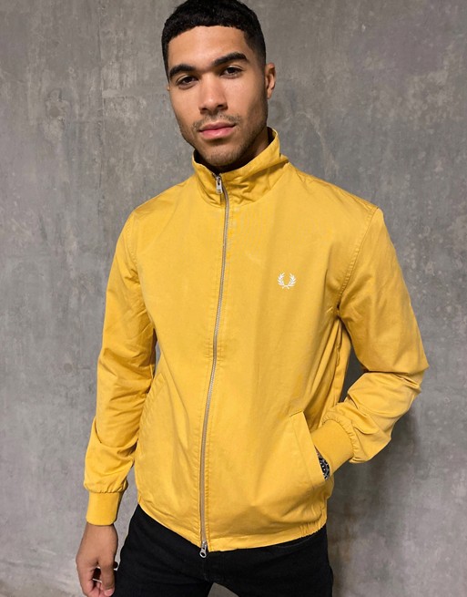 Fred Perry harrington jacket with embroidered back in yellow