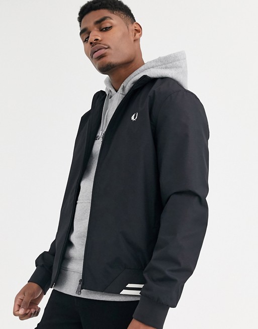 Fred Perry harrington jacket with twin tipped hem in black