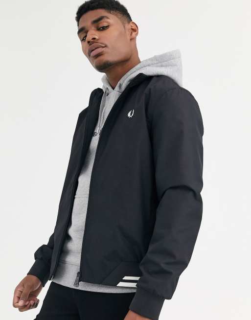 Fred Perry harrington jacket with twin tipped hem in black | ASOS