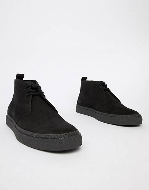 Fred Perry Hawley mid suede boots in black | ASOS