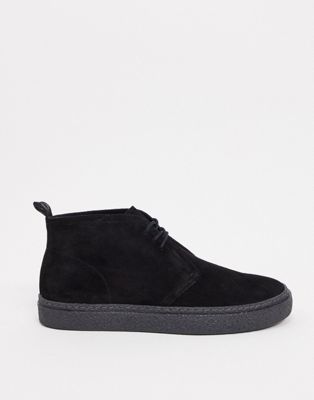 Fred Perry hawley suede desert boot in black