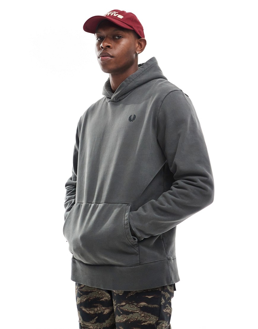 Fred Perry Heavy Weight Hoodie In Gray