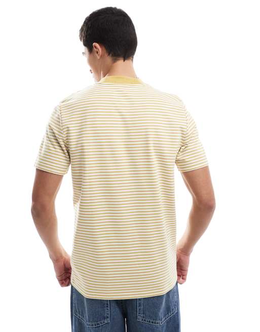 Fred Perry heavy weight logo stripe t-shirt in yellow