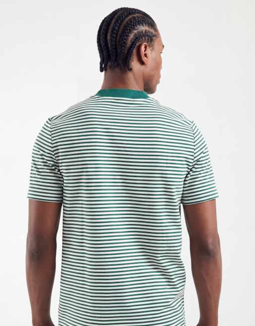 Fred Perry heavy weight stripe t-shirt in green and white, 4 of 5
