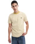 [Fred Perry] Fred Perry heavyweight logo stripe t-shirt in yellow S Honeycomb