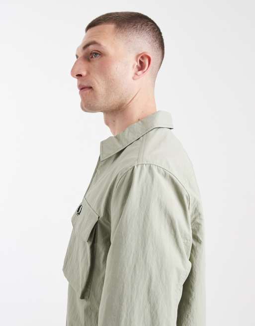 Fred Perry – Hemdjacke aus Ripstop in Blassgrün mit Logo und Tasche, 4 von 5