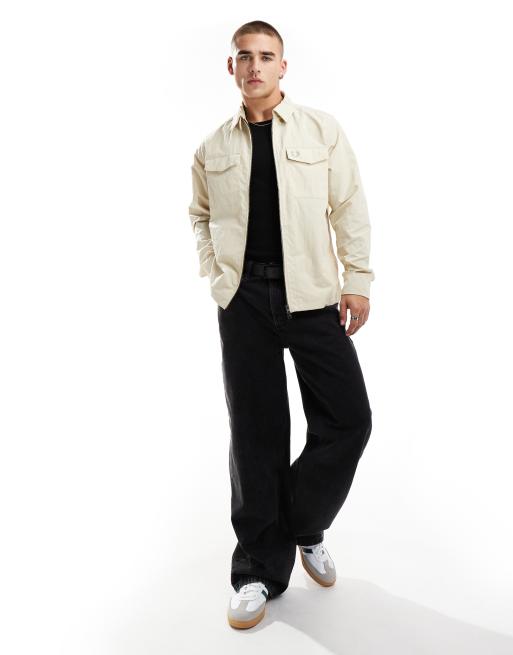 Fred Perry – Hemdjacke in Beige mit Brusttaschen