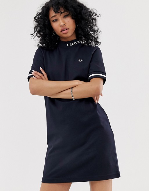 Fred Perry high neck logo tee dress