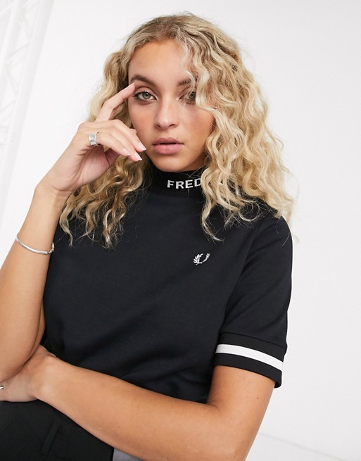 Fred Perry high neck t-shirt with logo