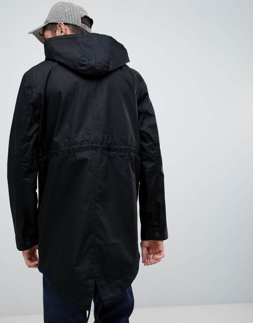 Fred Perry hooded fishtail parka jacket in black