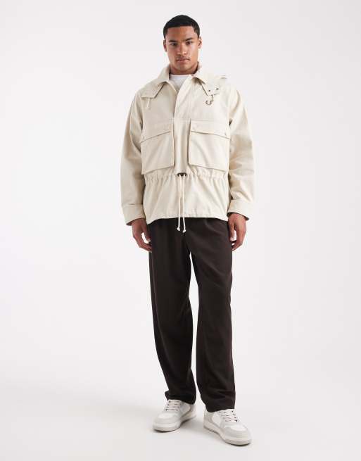Fred Perry hooded jacket in stone, 2 of 5