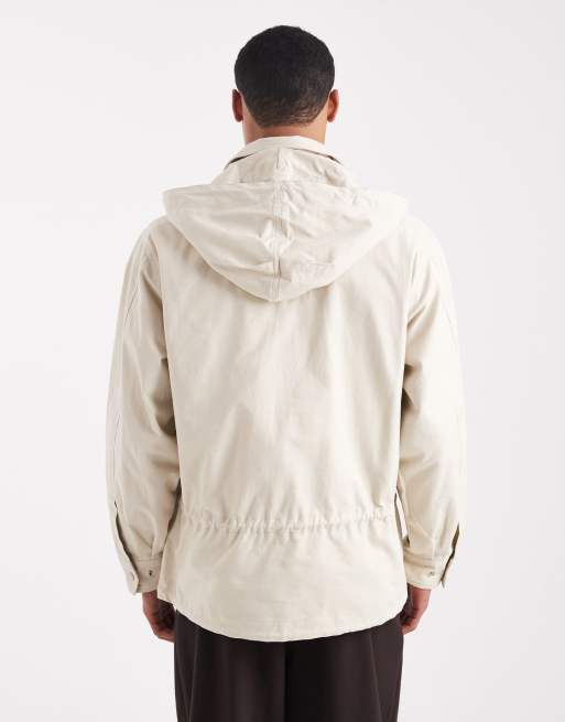 Fred Perry hooded jacket in stone, 3 of 5