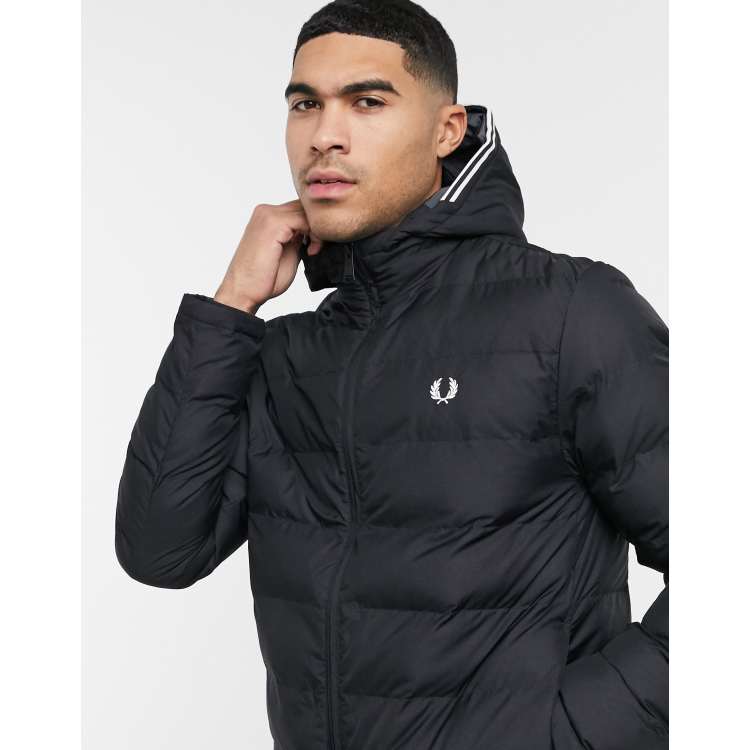 Fred perry hooded shop puffer jacket in green