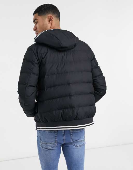 Fred Perry hooded puffer jacket in black ASOS