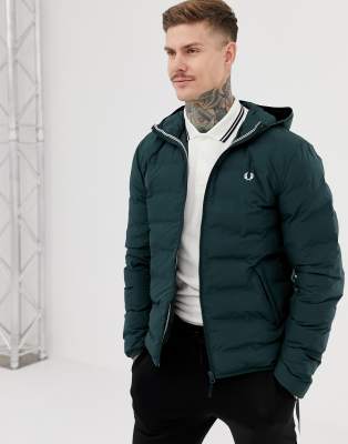 fred perry hooded puffer jacket