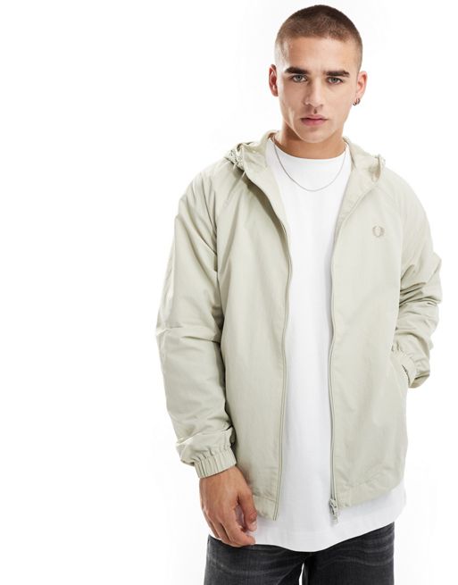 Fred Perry hooded shell jacket in off white