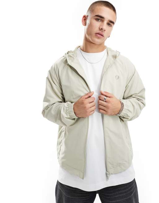  Fred Perry hooded shell jacket in off white