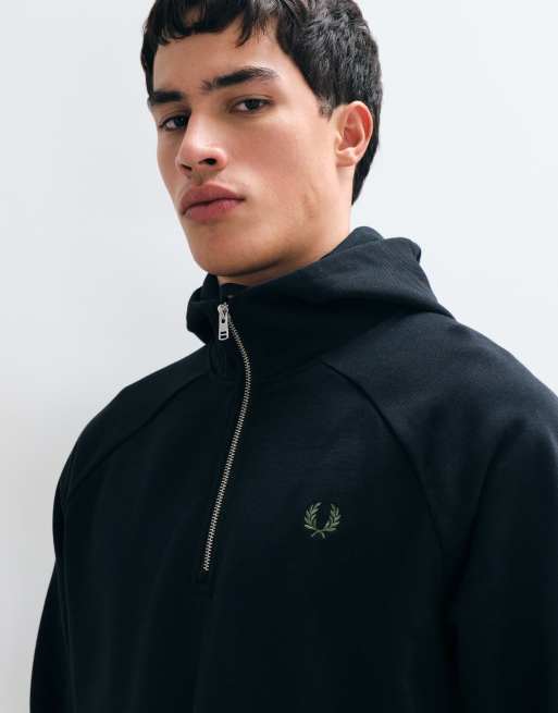 Fred Perry hooded smock sweatshirt in black, 4 of 5
