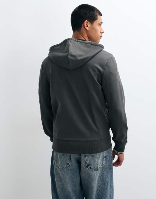 Fred Perry hooded zip through sweatshirt in khaki, 4 of 5