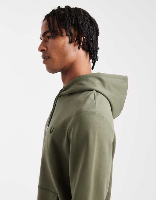 Fred Perry - Hoodie met een gekleurd randje en logo in kaki, 4 van 5