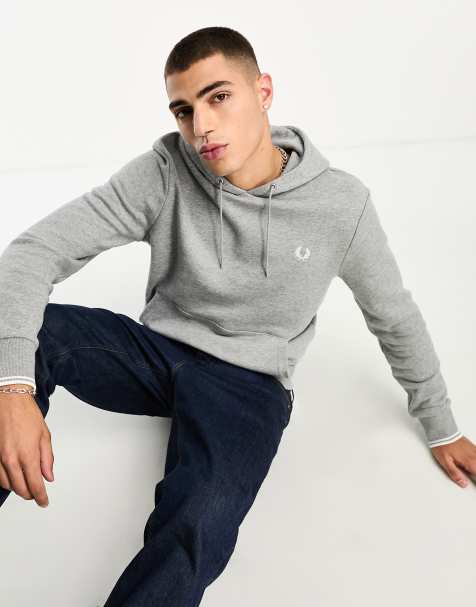 Fred Perry - Hoodie met een gekleurd randje in gemêleerd staalgrijs - view 1