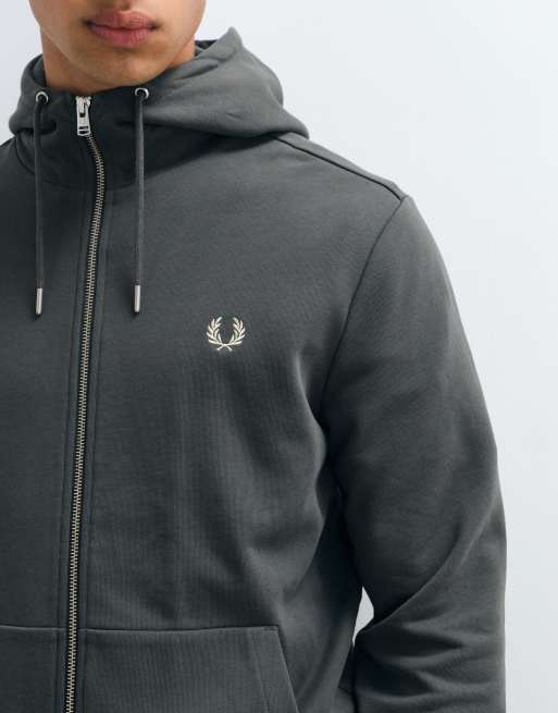 Fred Perry hættetrøje med lynlås i khaki, 5 af 5
