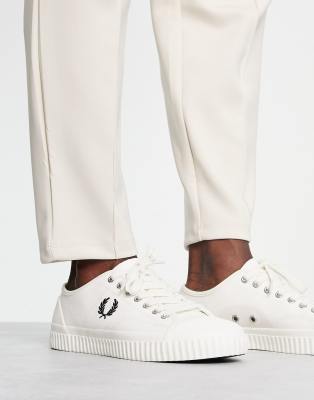 Fred Perry Hughes canvas plimsolls in white - ASOS Price Checker