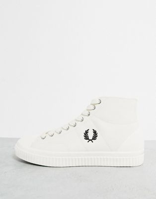 Fred Perry hughes high top canvas shoes in white