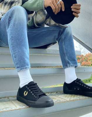 black canvas plimsolls