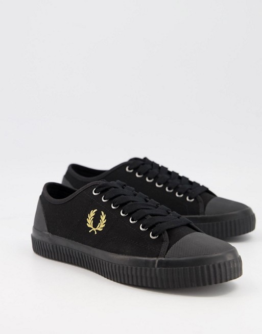 Fred Perry Hughes low canvas plimsolls in black