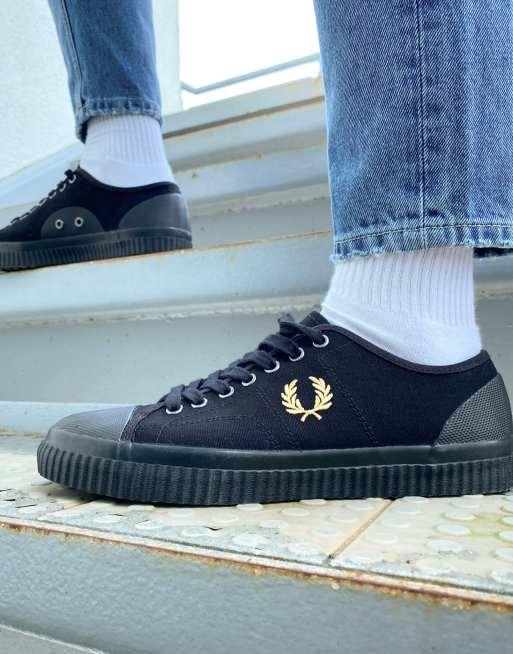 Fred perry hot sale black canvas shoes