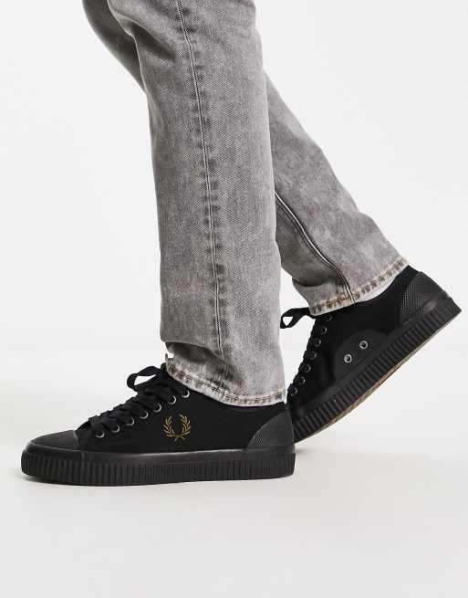 Fred Perry Hughes low canvas shoes in black ASOS