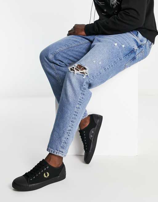 Fred Perry Hughes low canvas sneakers in black | ASOS