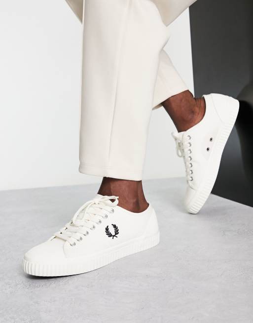 Fred perry white canvas shoes on sale