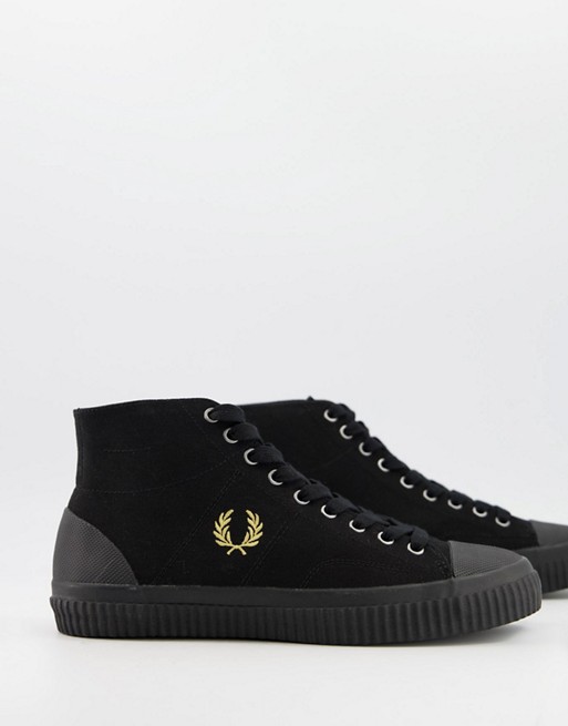 Fred Perry Hughes mid canvas plimsolls in black