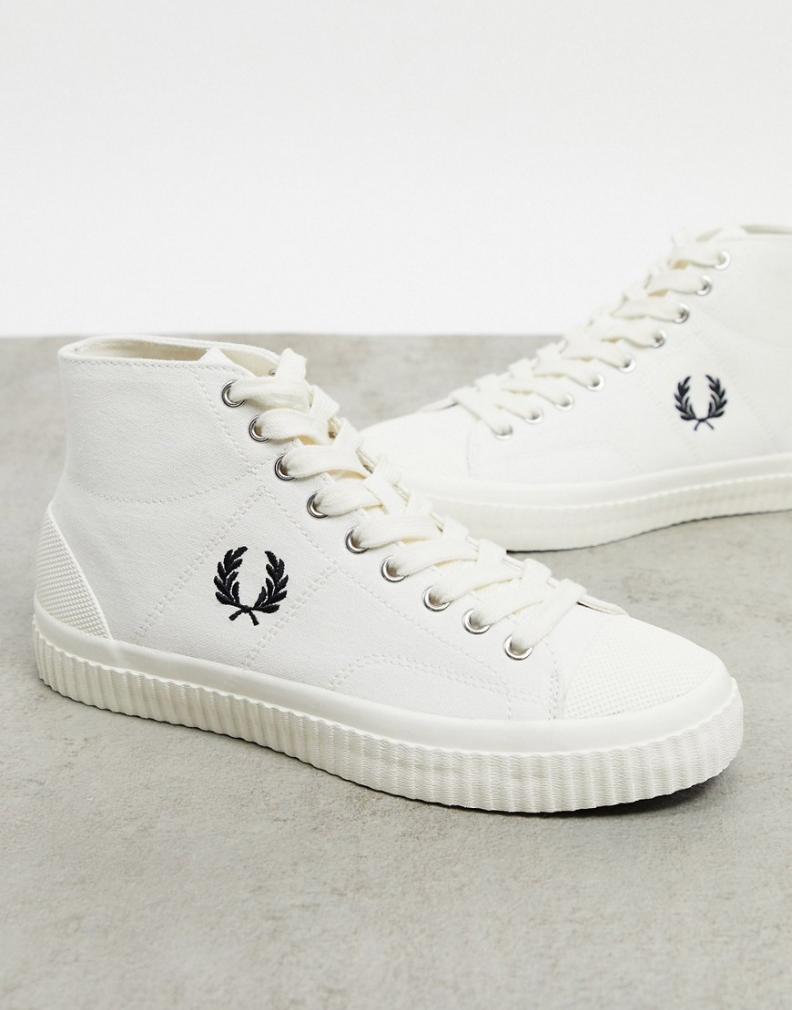 Fred Perry Hughes High Top Canvas Sneakers In Ecru-neutral
