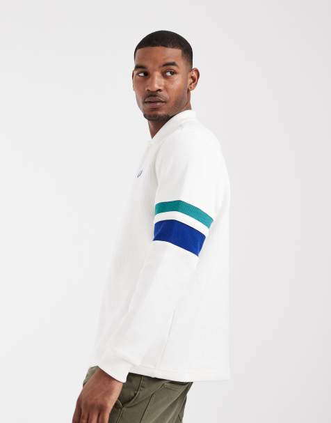 Fred Perry - Hvid polo-sweatshirt med kantdetaljer ved ærmerne og logo - view 1