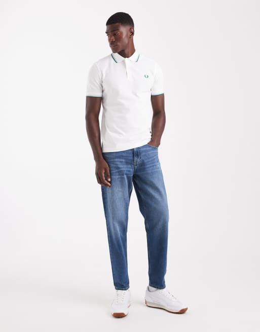 Fred Perry - hvid poloskjorte med dobbelt kantstribe, 2 af 5