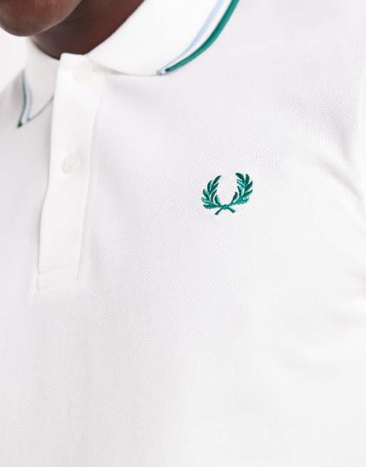 Fred Perry - hvid poloskjorte med dobbelt kantstribe, 5 af 5