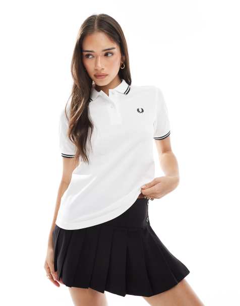Fred Perry - Hvid/sort poloskjorte med dobbelt kantstribe - view 1