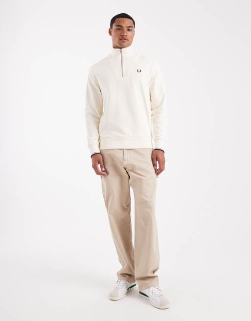 Fred Perry - Hvid sweatshirt med halv lynlås, 2 af 5