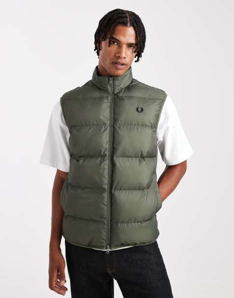 Fred Perry insulated vest in khaki - view 1