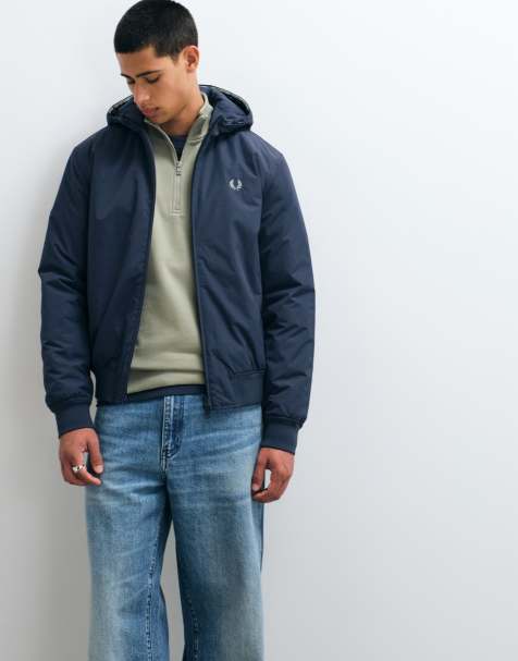Fred Perry jacka med huva Brentham i mörk airforce blue - view 1