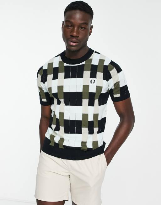 Fred Perry jacquard knit top in black | ASOS