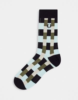 Fred Perry jacquard pattern socks in blue