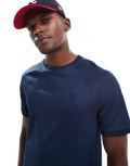 [Fred Perry] Fred Perry jacquard pique t-shirt in blue-Navy S TENNIS BLUE