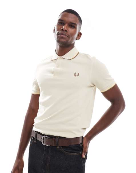 Fred Perry twin tipped polo shirt in oatmeal